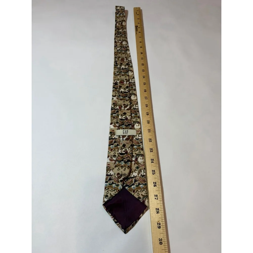 Vintage GAP Silk Tie Tapestry Floral Novelty Print USA Retro 90s